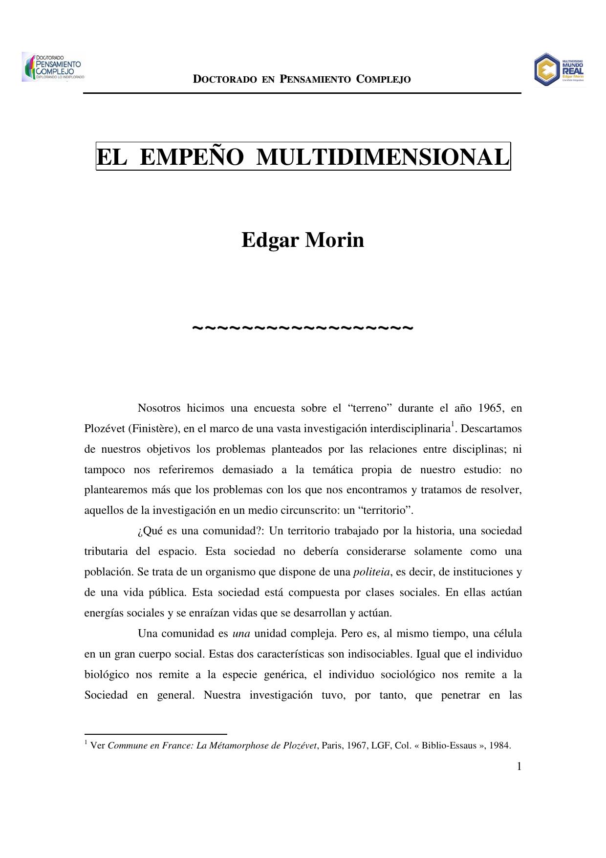 El Empeño Multidimensional